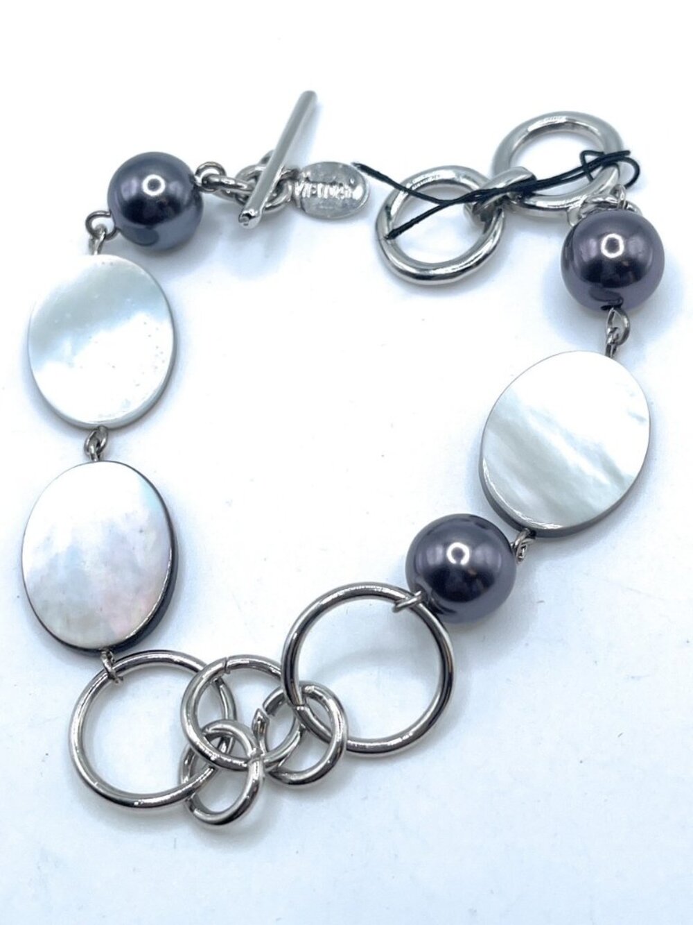 Cookie Lee Abalone Bracelet (D99) 25405 Silver plated link bracelet, 8.5 inches